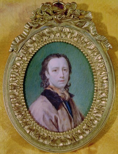 Zelfportret in een medaillon (miniatuur) door Anton Raphael Mengs